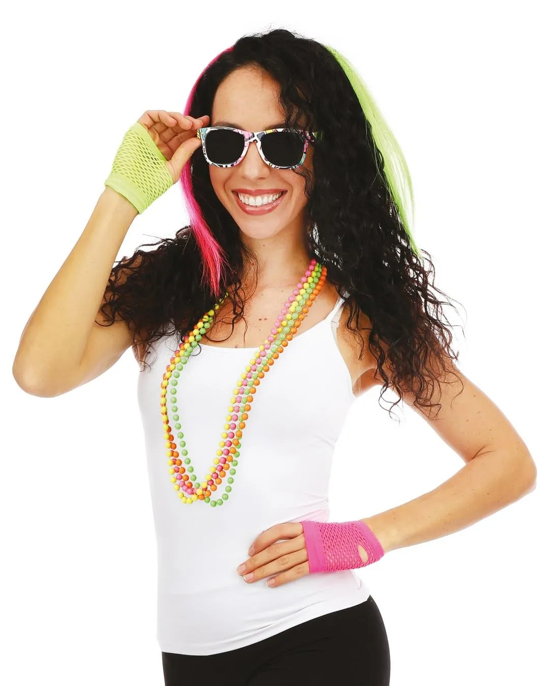 P'tit Clown Set Anni 80 Kit Travestimento Fluo Taglia Unica