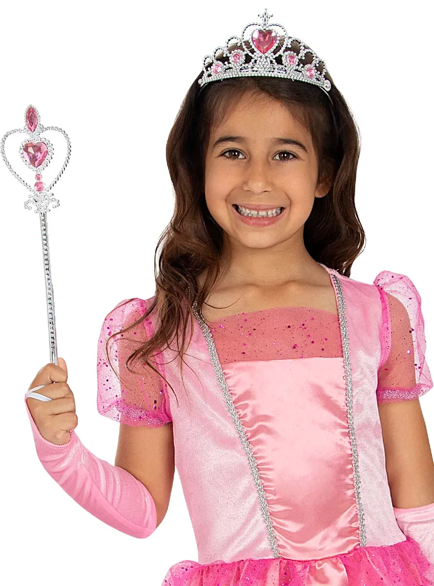 Funidelia Corona e Bacchetta Principessa Accessorio Rosa Bambina