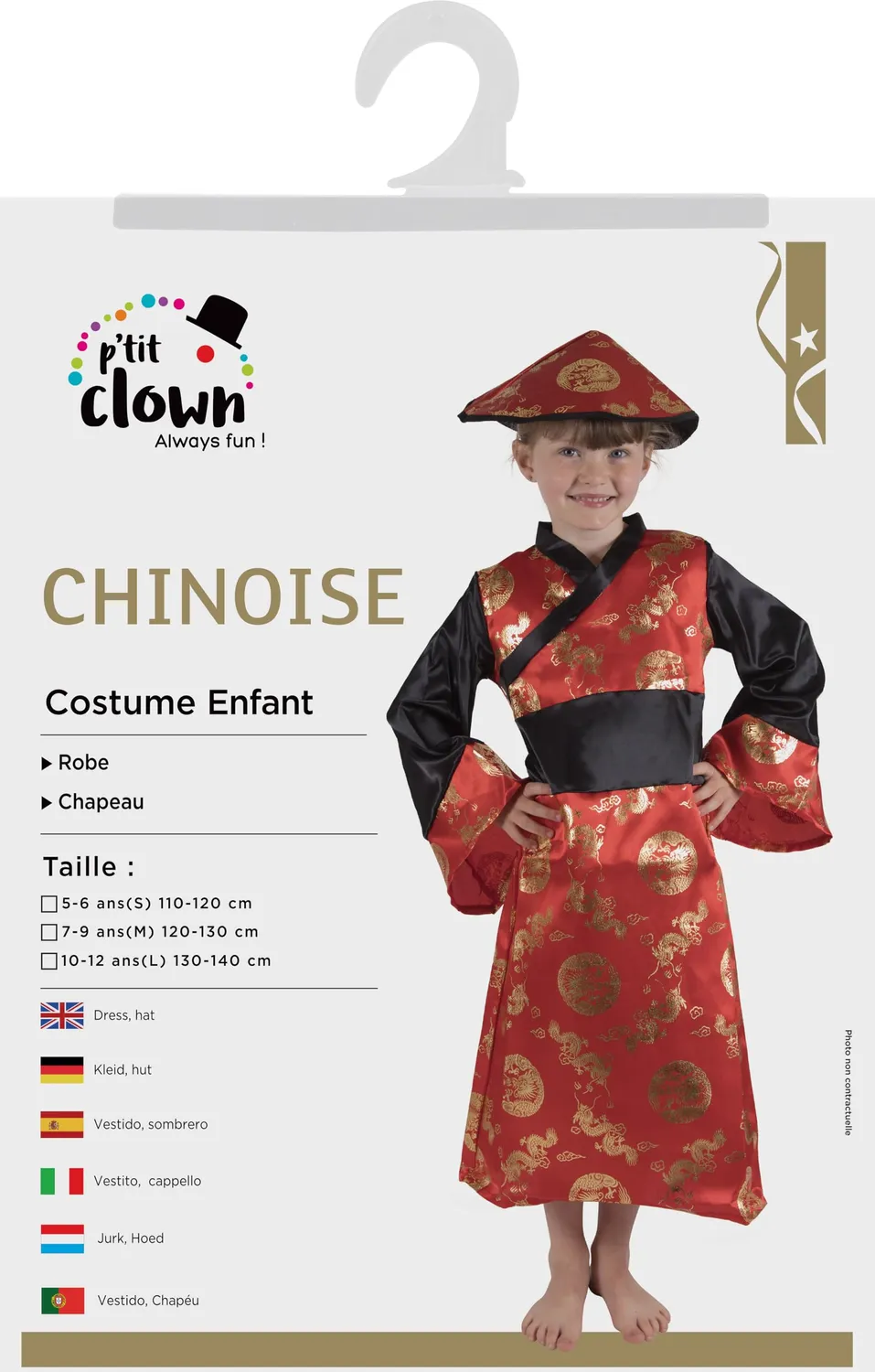 P'tit Clown Capodanno Cinese costume bambina rosso 10-12 anni