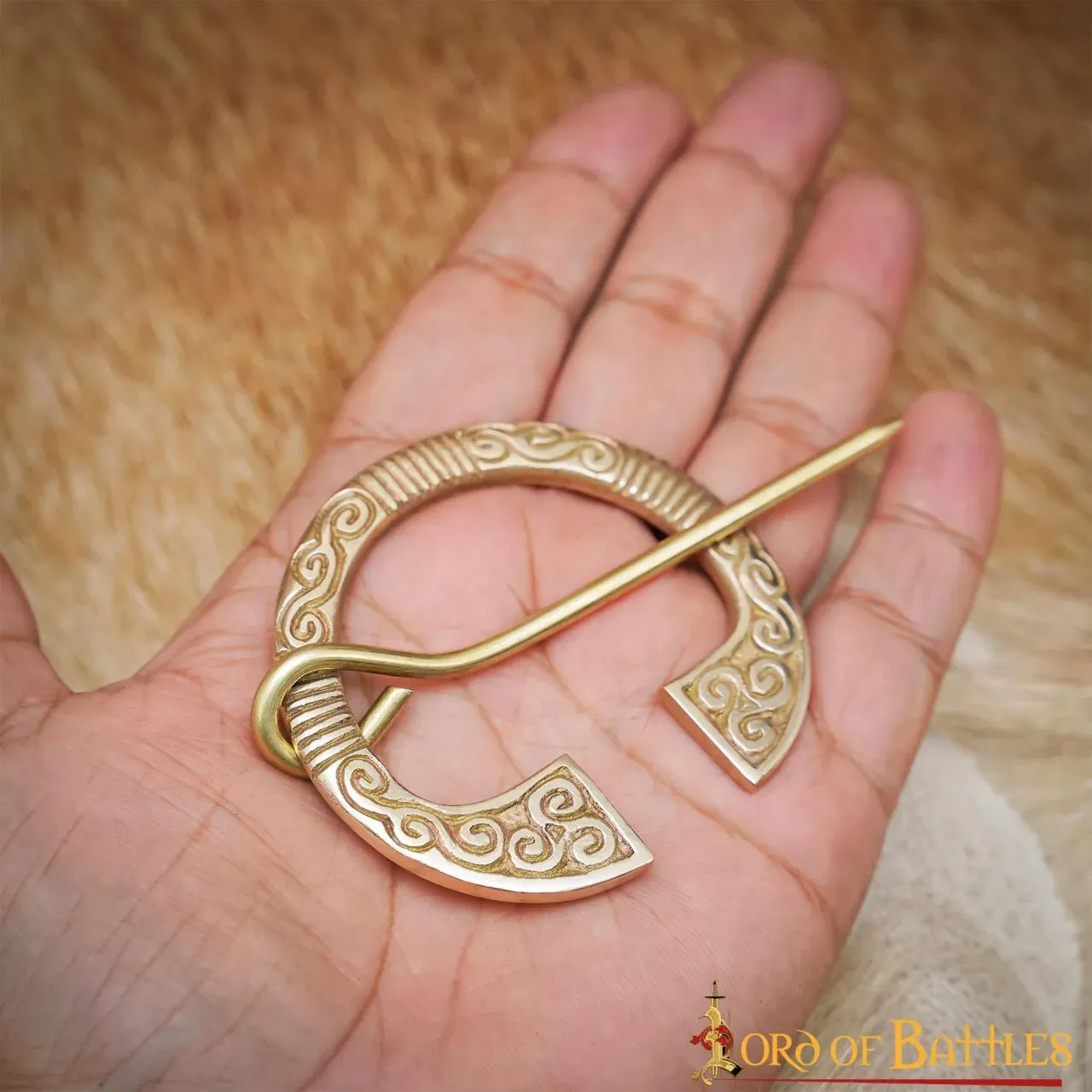 La Bottega di Merlino fibula spilla ottone puro 5 cm