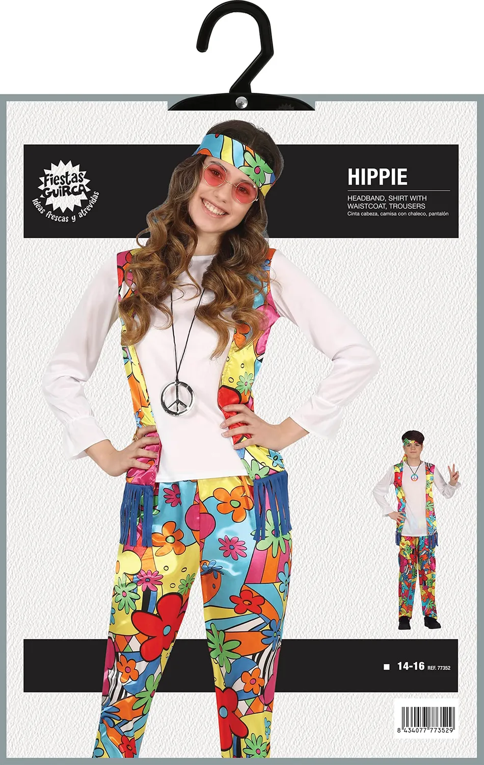 Fiestas Guirca GG87480 Costume Hippie con gilet e fascia
