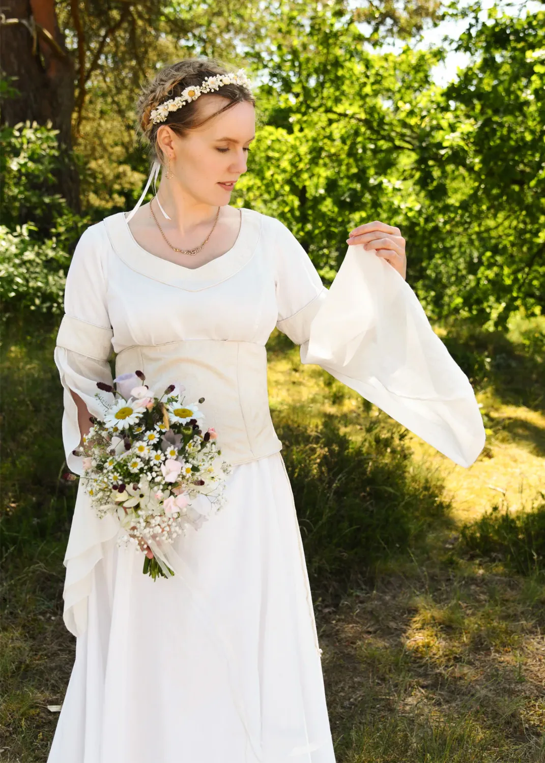 La Bottega di Merlino Abito da sposa con corpetto bianco/naturale cotone