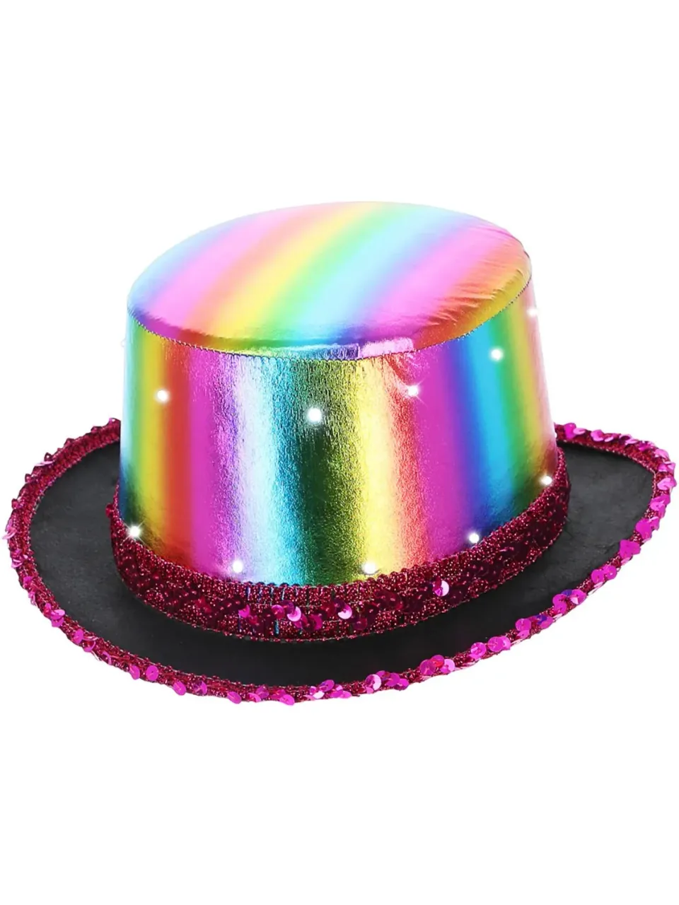 Smiffys LED Metallic Top Hat cappello arcobaleno luminoso
