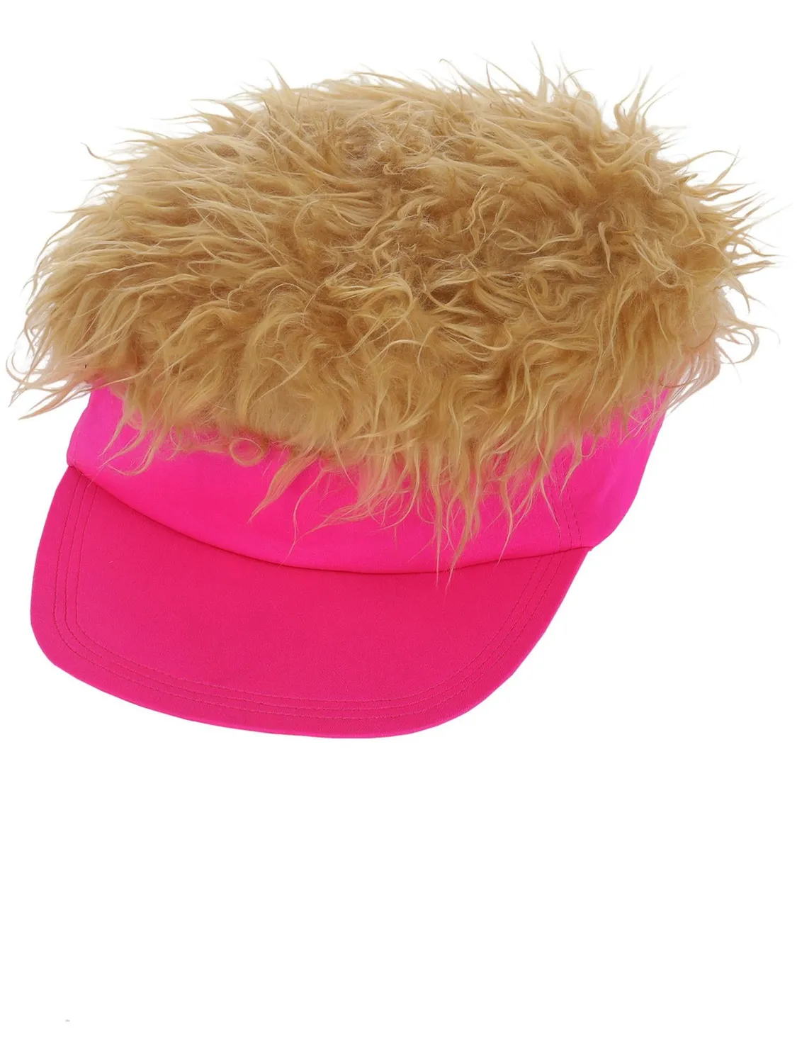 Smiffys visiera anni 80 cappello rosa neon con capelli