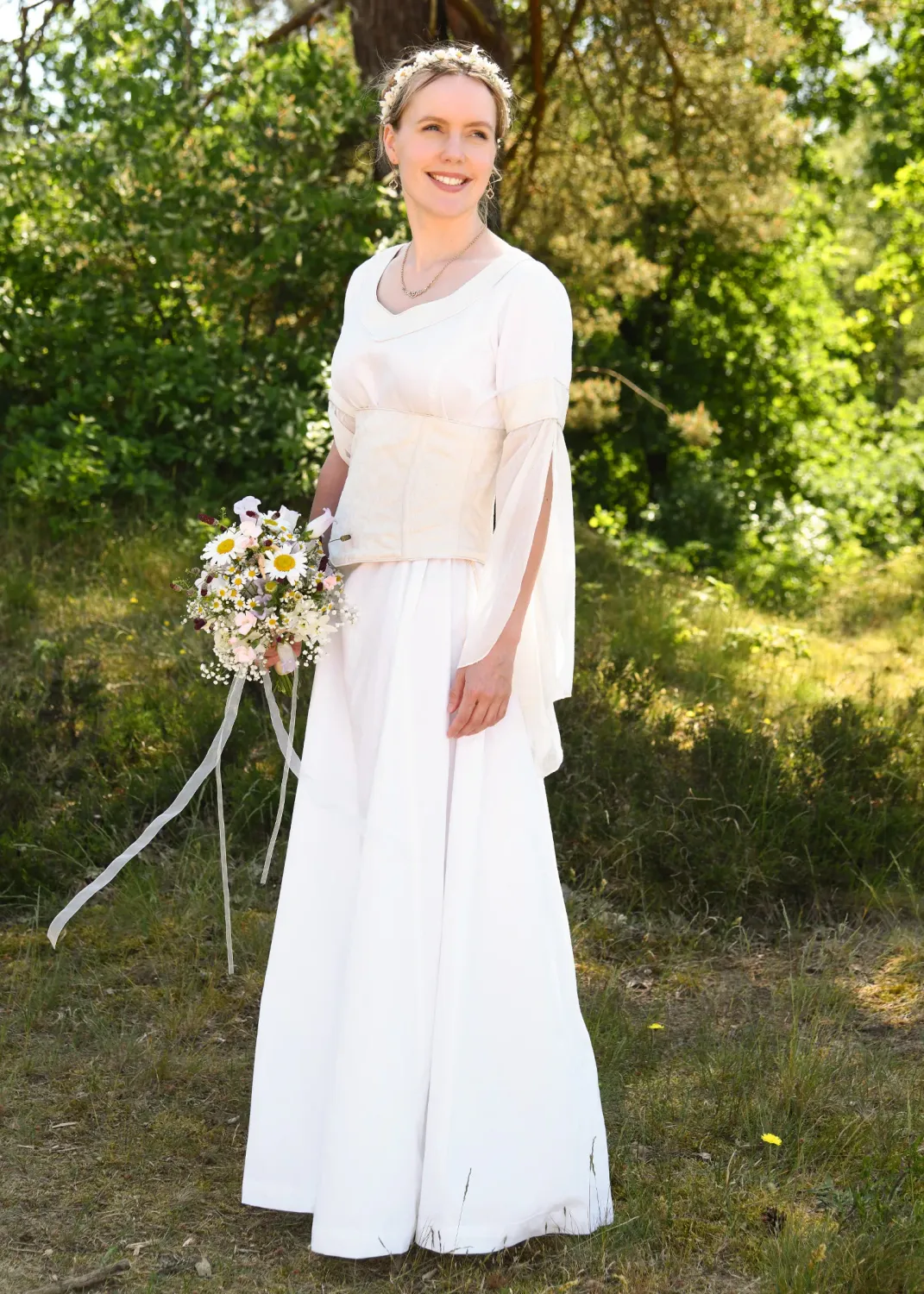 La Bottega di Merlino Abito da sposa con corpetto bianco/naturale cotone