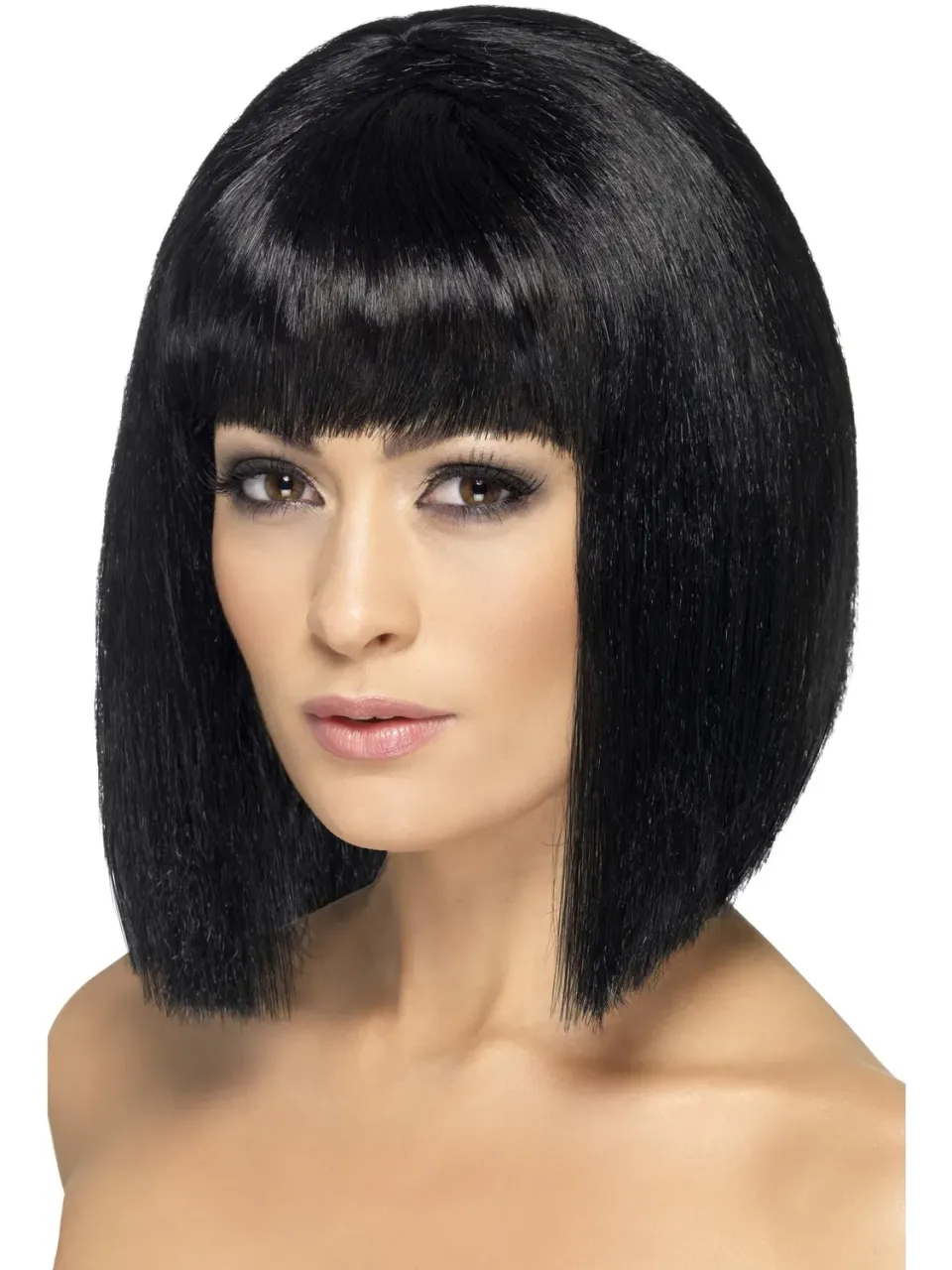 Smiffys Coquette parrucca donna caschetto nero con frangia