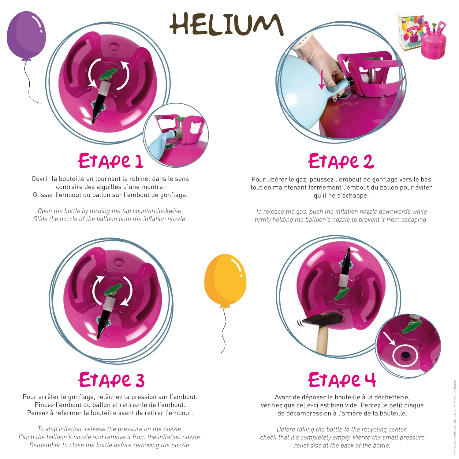 P'tit Clown 23411 Bottiglia Elio per 20 Palloncini