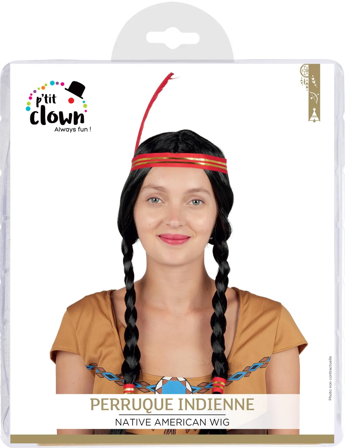 P'tit Clown 86009 parrucca indiana nera trecce