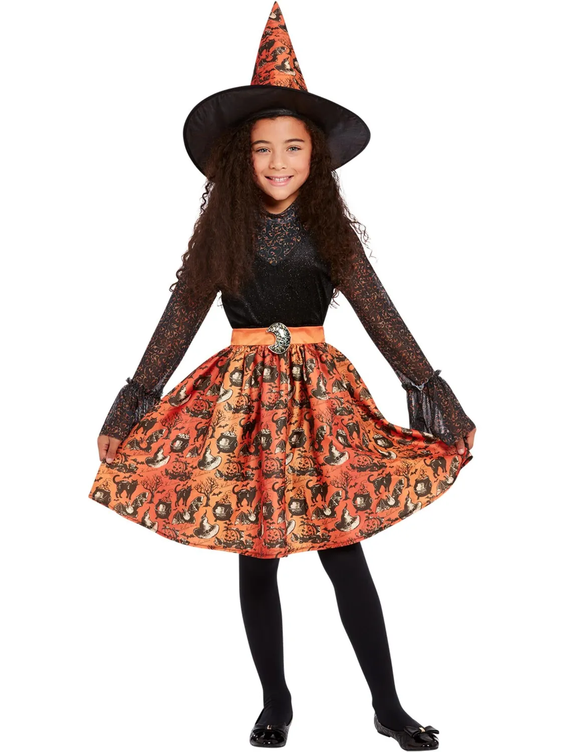 Smiffys Vintage Witch costume strega bambina S arancione