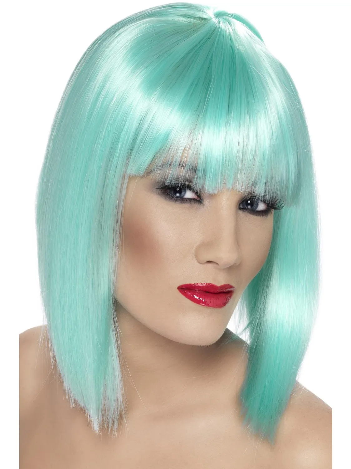 Smiffys Glam parrucca verde neon caschetto frangia donna