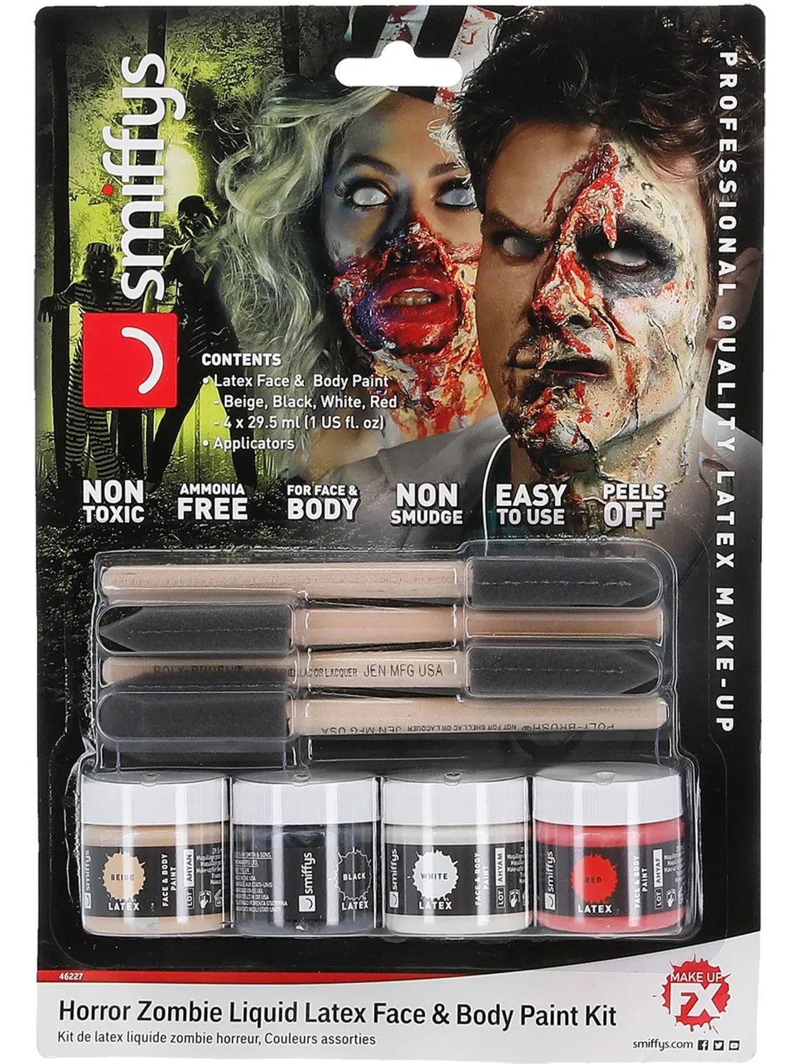 Smiffys Make-Up FX Horror Zombie kit trucco lattice 4x29,5ml