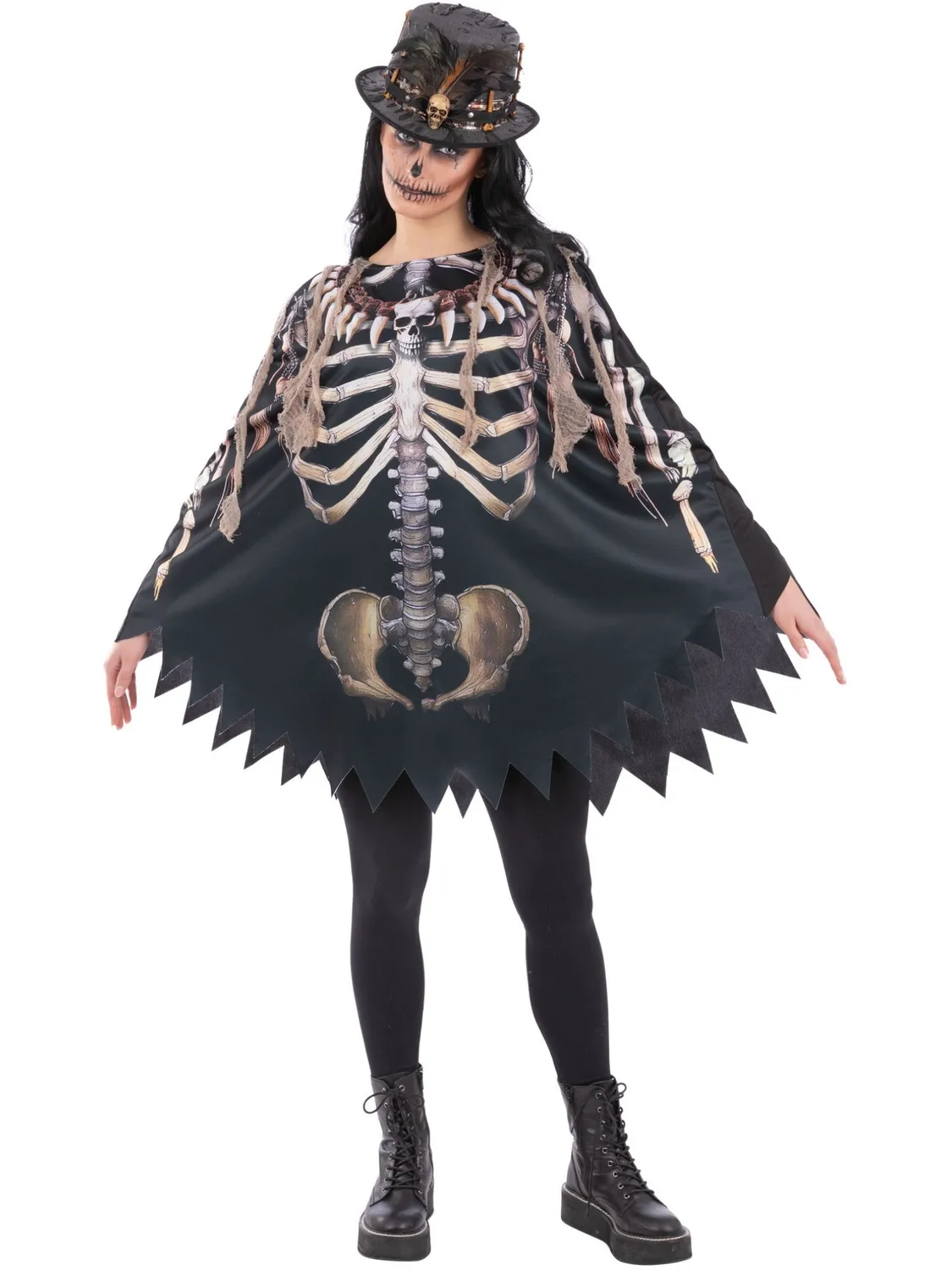 Smiffys Voodoo Witch Doctor poncho scheletro adulto unico