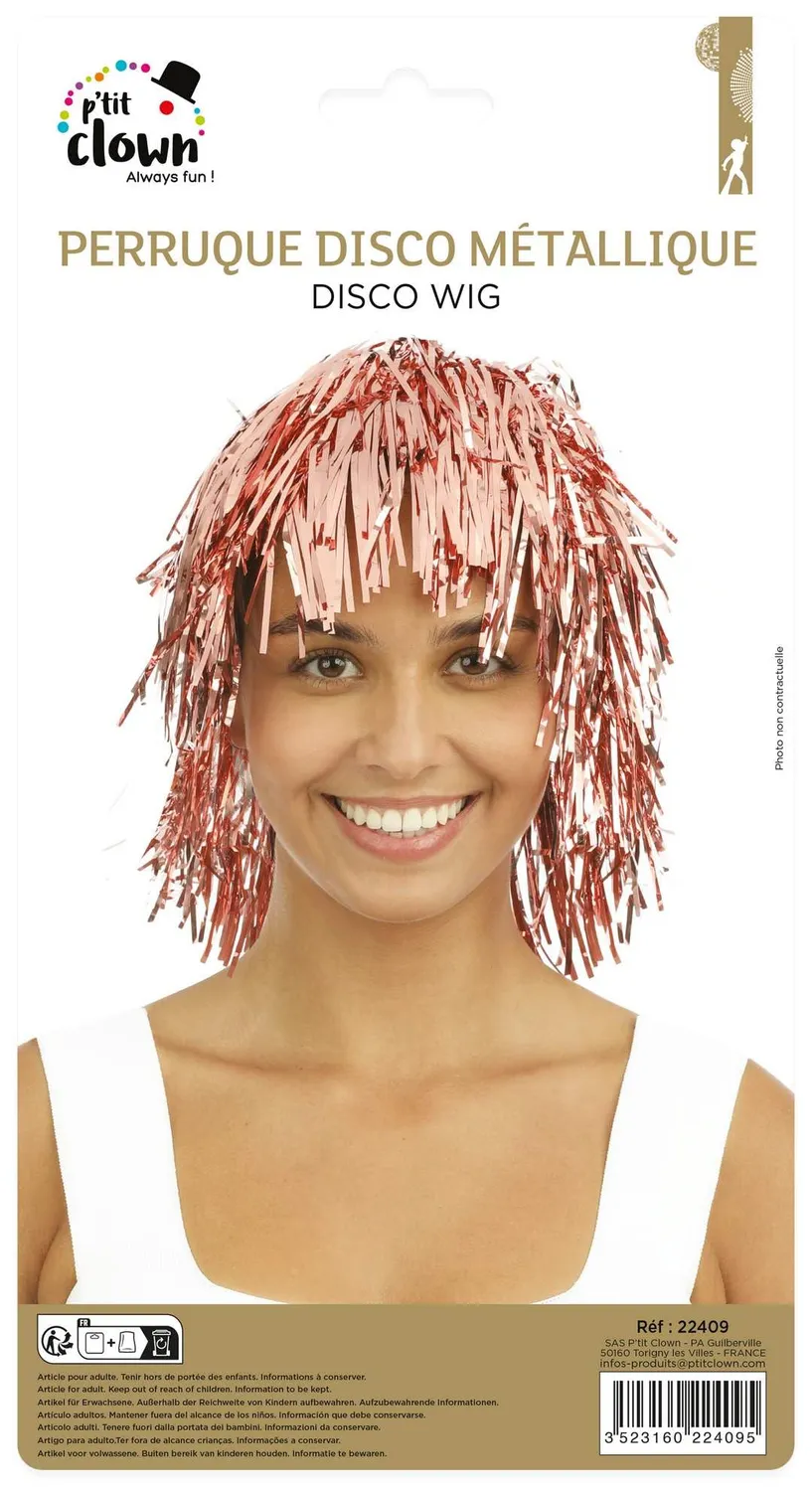P'tit Clown re22409 parrucca disco oro rosa con frangia