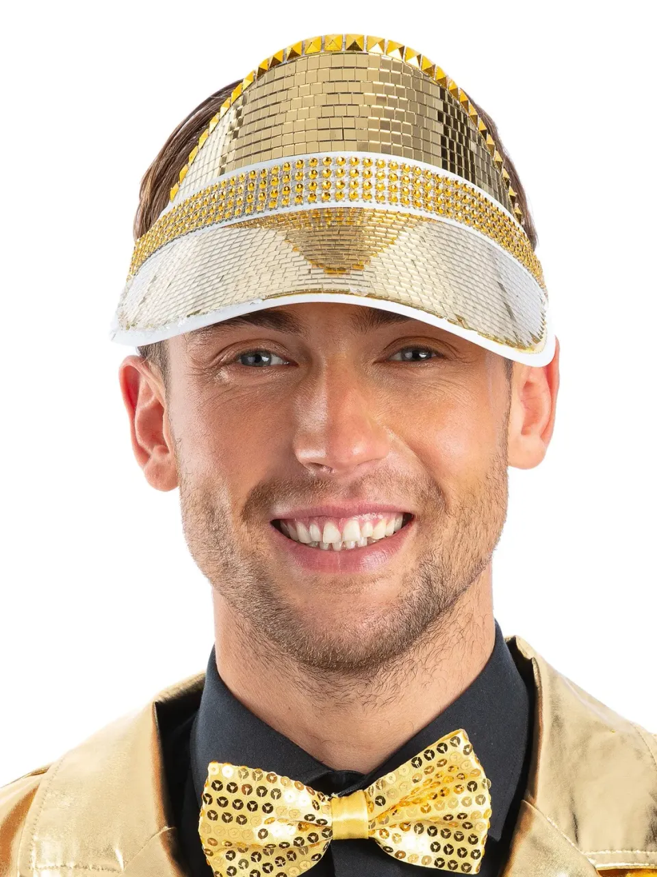 Smiffys Disco Ball visiera oro specchiata unisex
