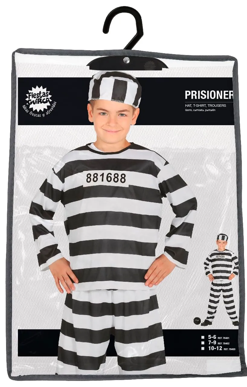 Guirca costume carcerato bambino righe 10-12 anni