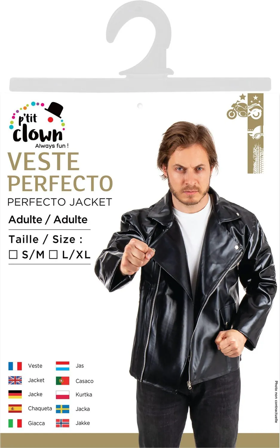 P'tit Clown giacca perfecto adulto nero L-XL Carnevale