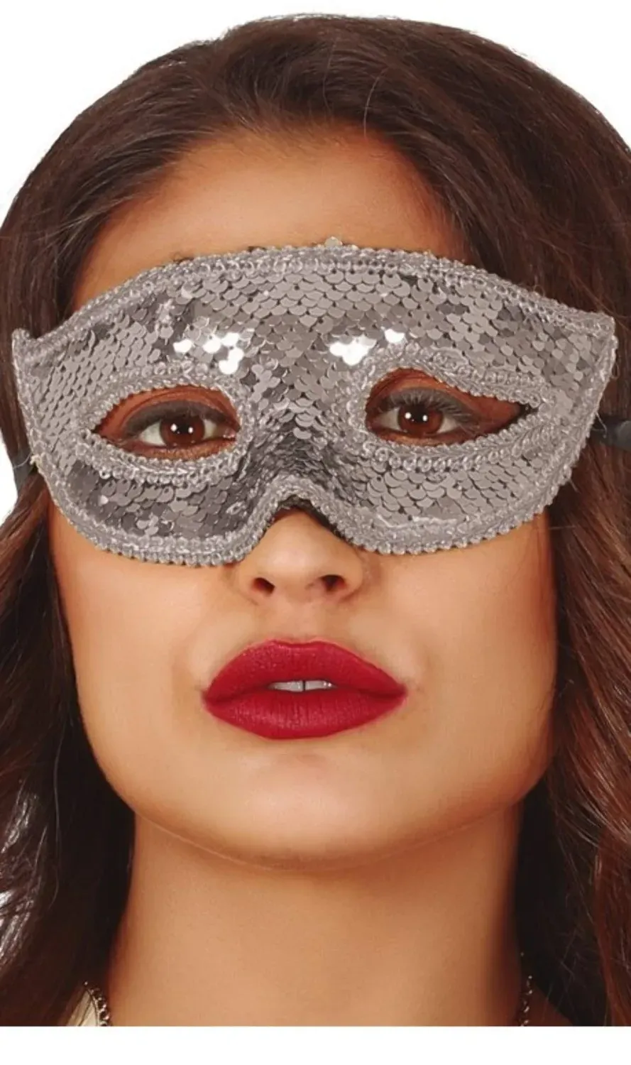 Guirca Maschera Veneziana Argento Paillette Carnevale