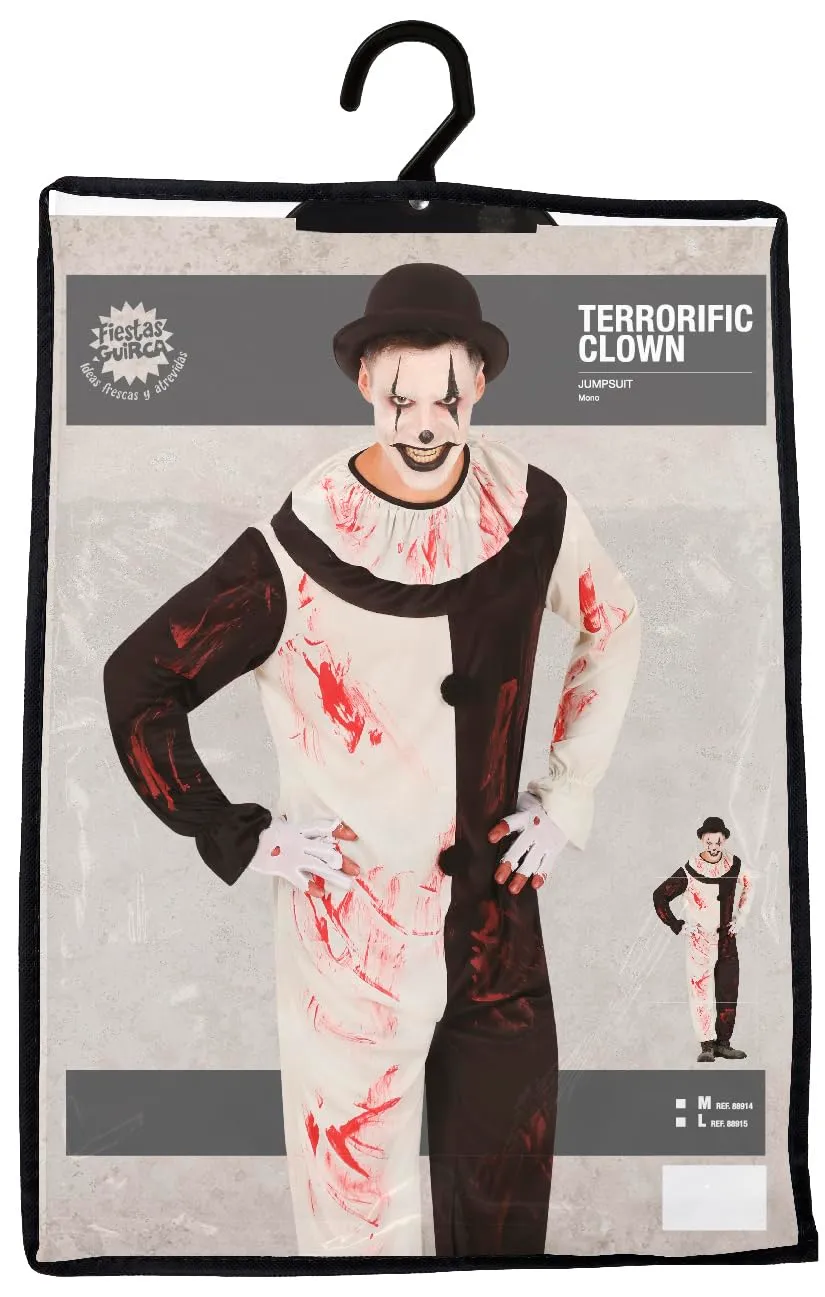Guirca Costume Clown Terrificante Bianco Nero Taglia L
