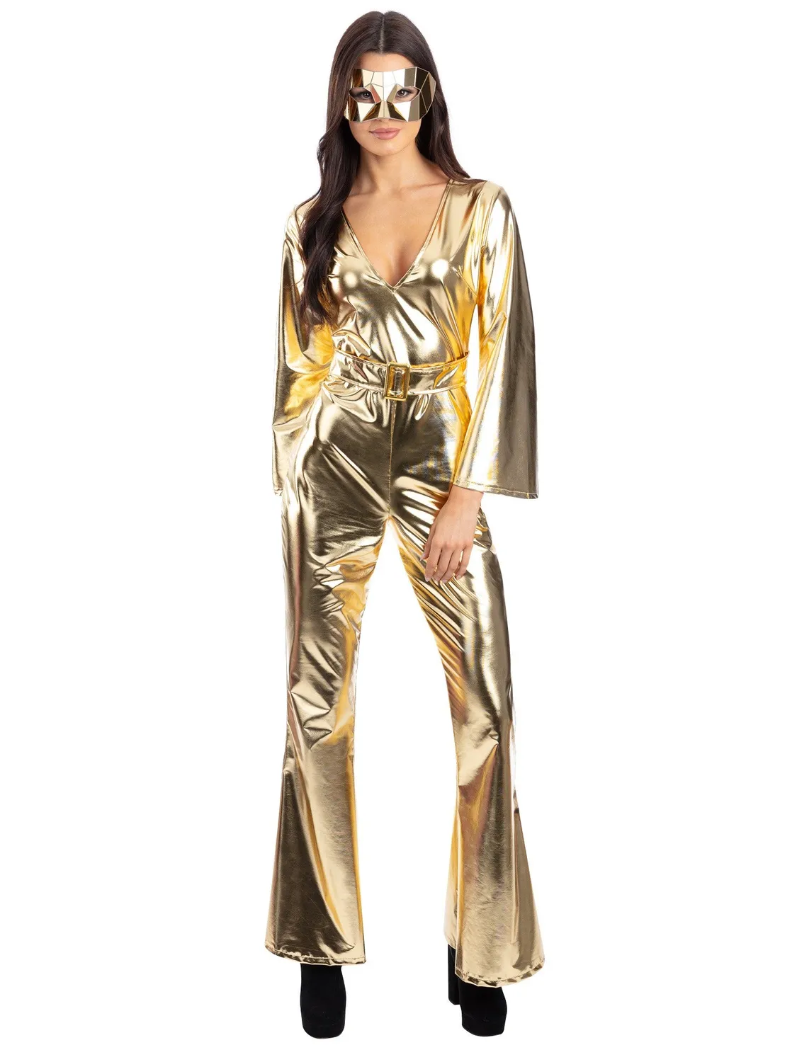Smiffys 24 Carat Gold Diva costume disco oro donna M