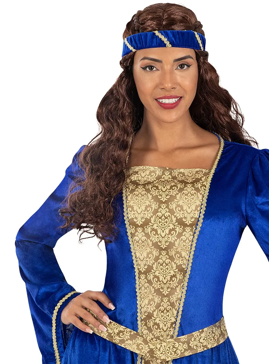 Funidelia Parrucca Principessa Medievale marrone per Carnevale