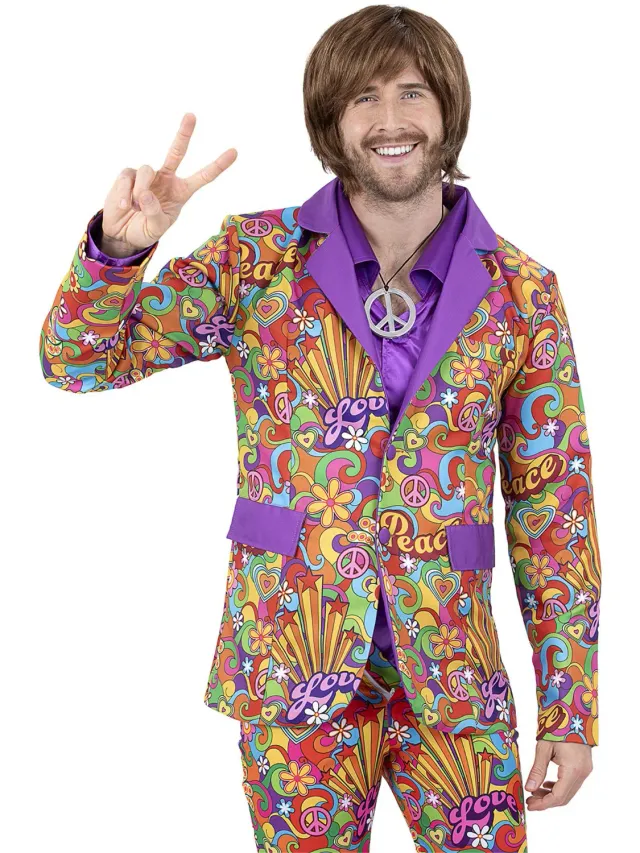 Smiffys Rainbow Peace Giacca uomo anni 60 M-XL