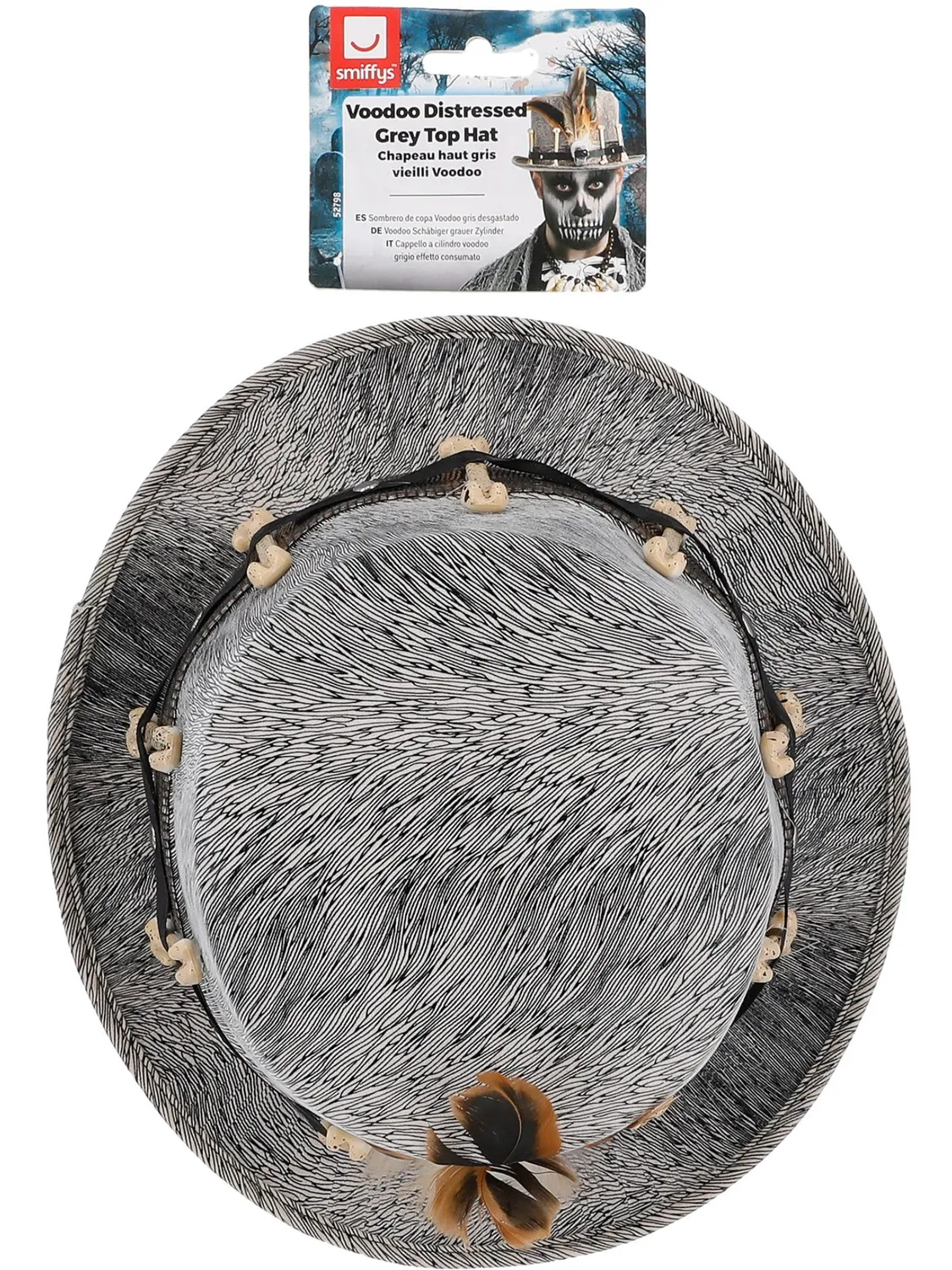 Smiffys Voodoo Distressed Grey cappello grigio con teschio