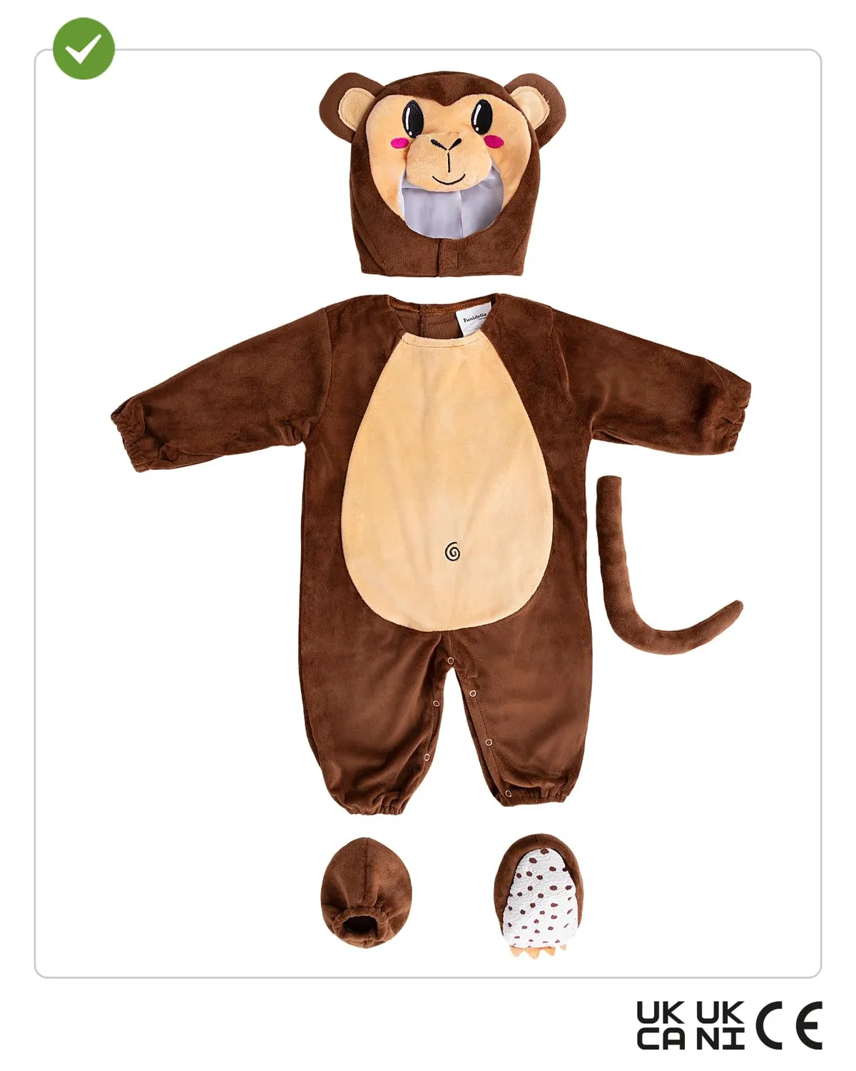 Funidelia Costume Scimmia Neonato Tuta Completo Marrone