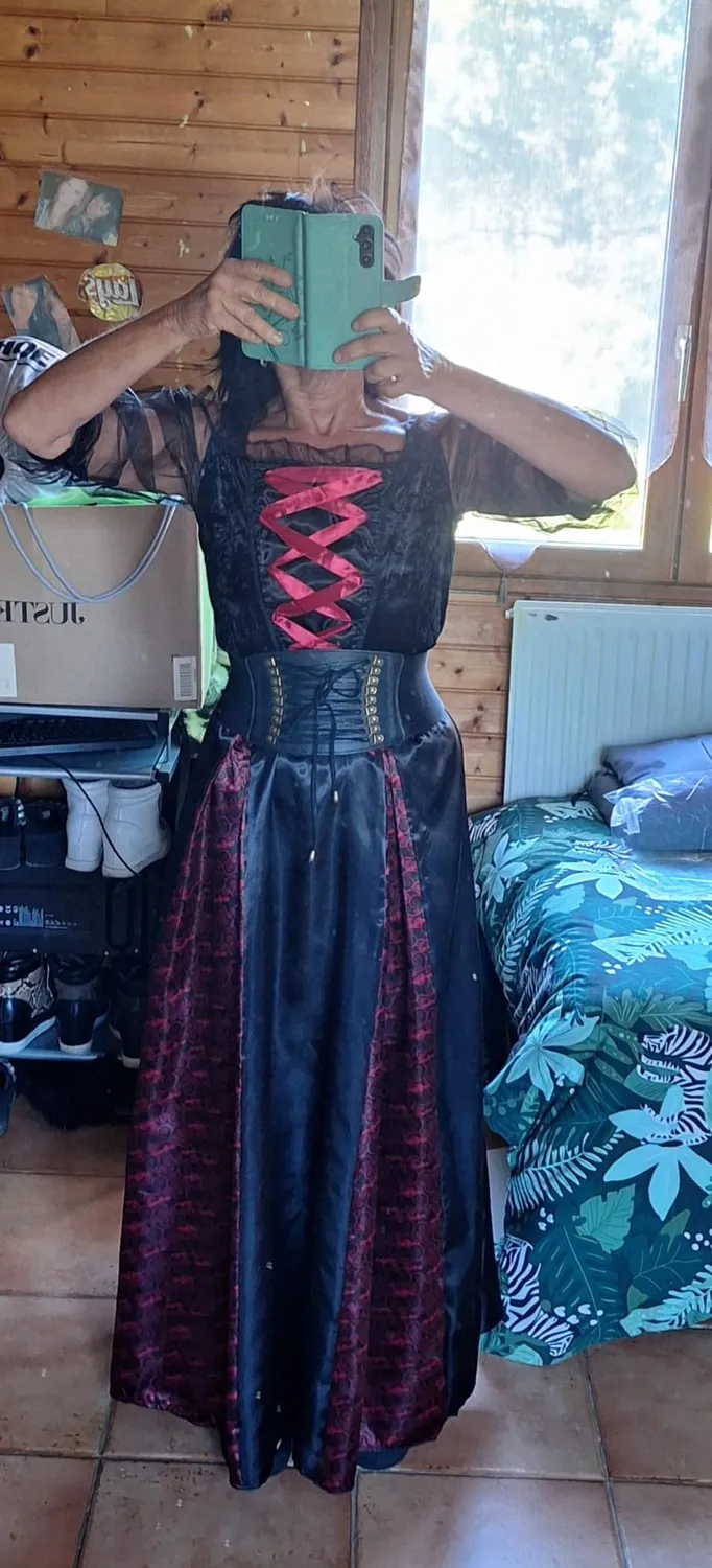 Funidelia Costume Vampira Donna Nero Gotico con Colletto