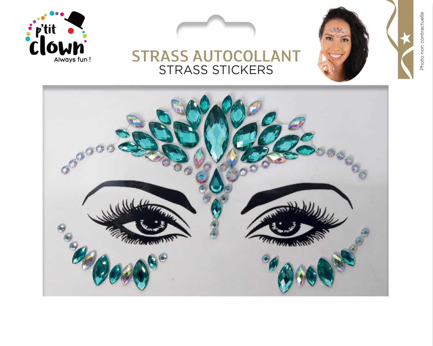 P'tit Clown strass adesivi viso modello casuale autoadesivi