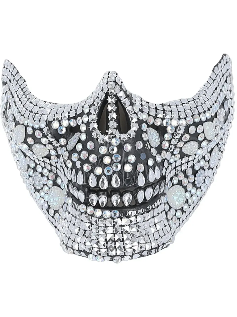 Smiffys Crystal Skull Maschera Metà Viso Argento Nero