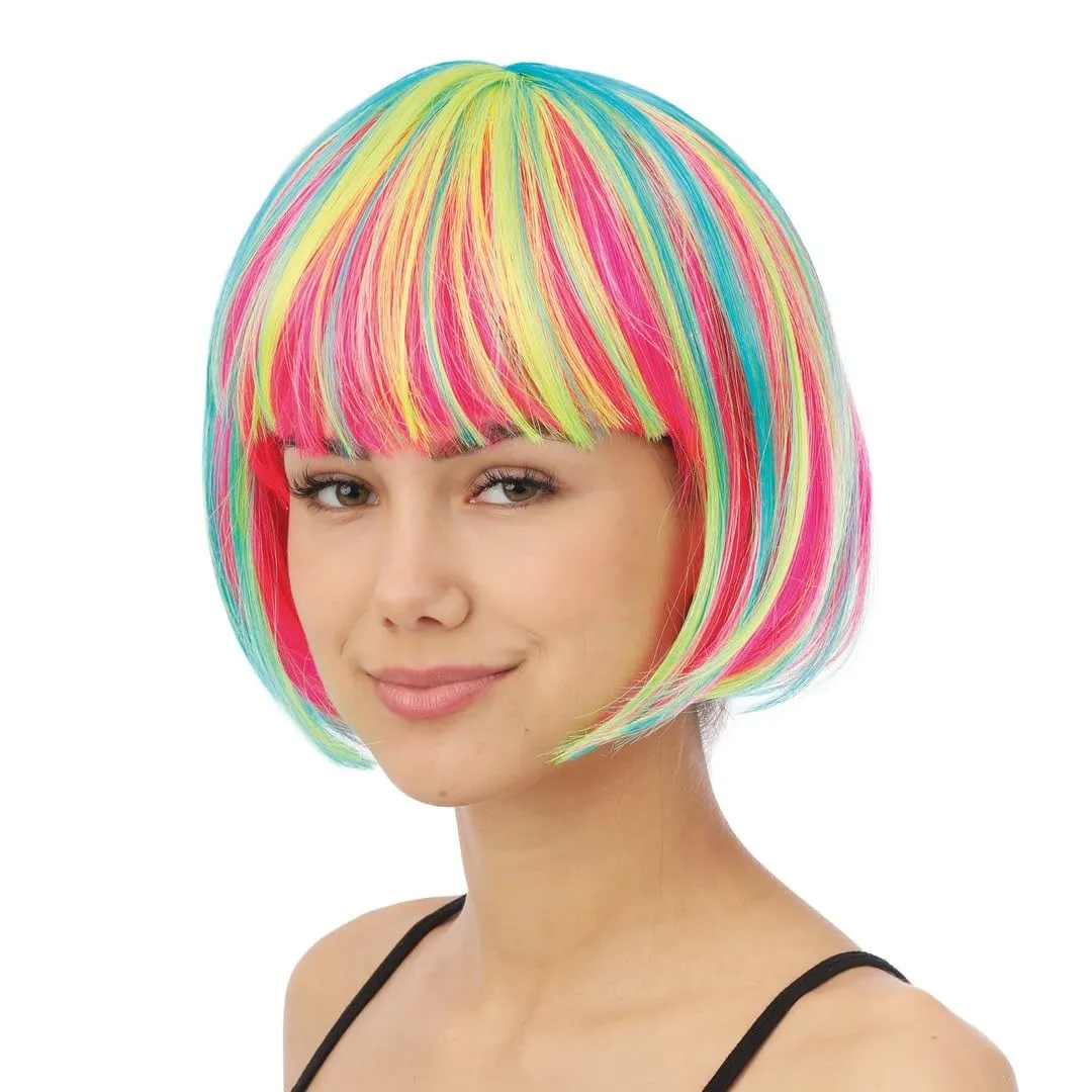 P'tit Clown Cabaret parrucca caschetto multicolore fluo