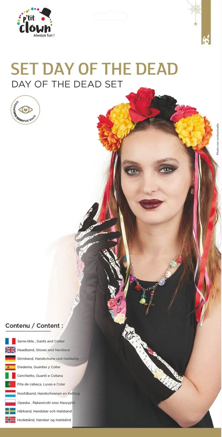 P'tit Clown re30046 set Day of the Dead 3 pezzi adulto