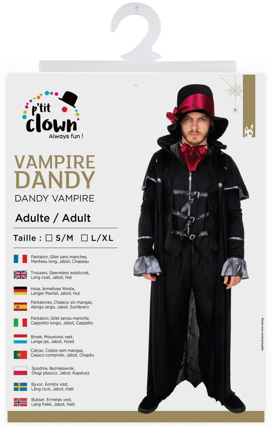 P'tit Clown Vampire Dandy costume vampiro uomo S-M