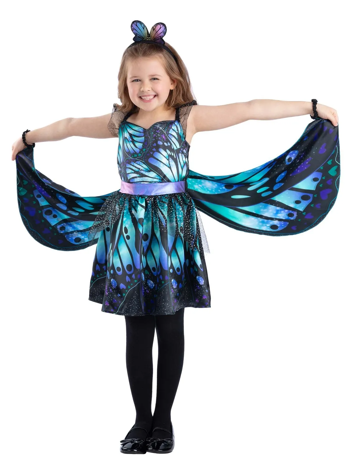Smiffys Dark Butterfly costume bambina M 7-9 ali nere