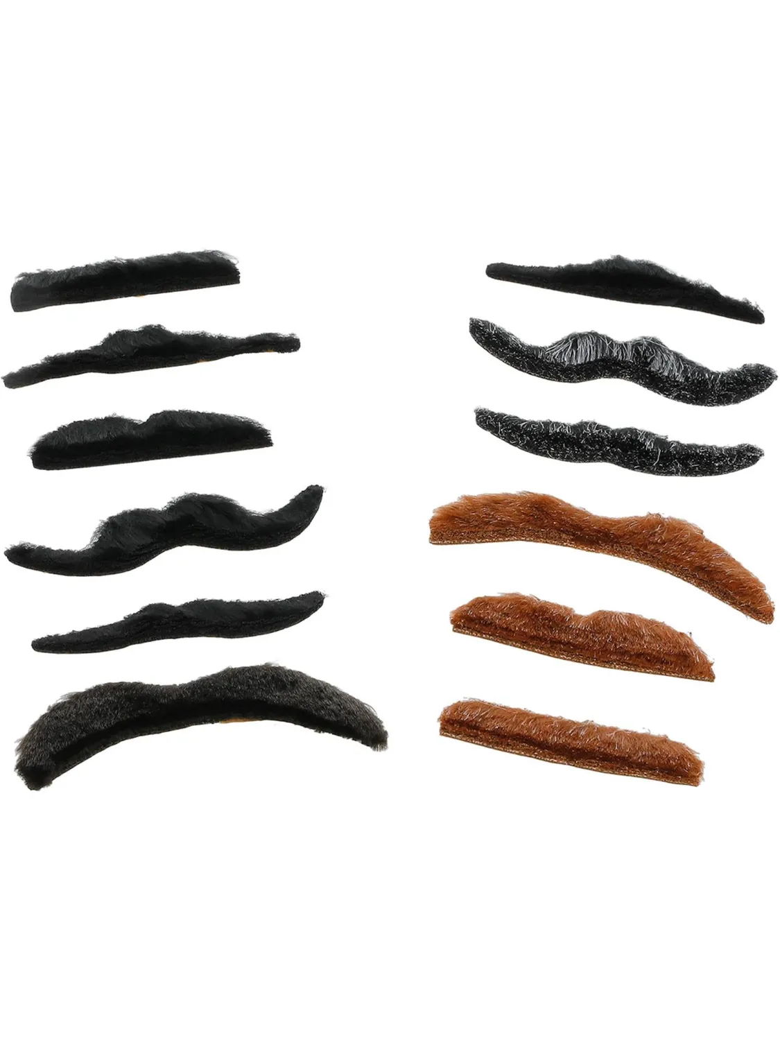 Smiffys Party Tashes baffi finti adesivi 12 pezzi assortiti