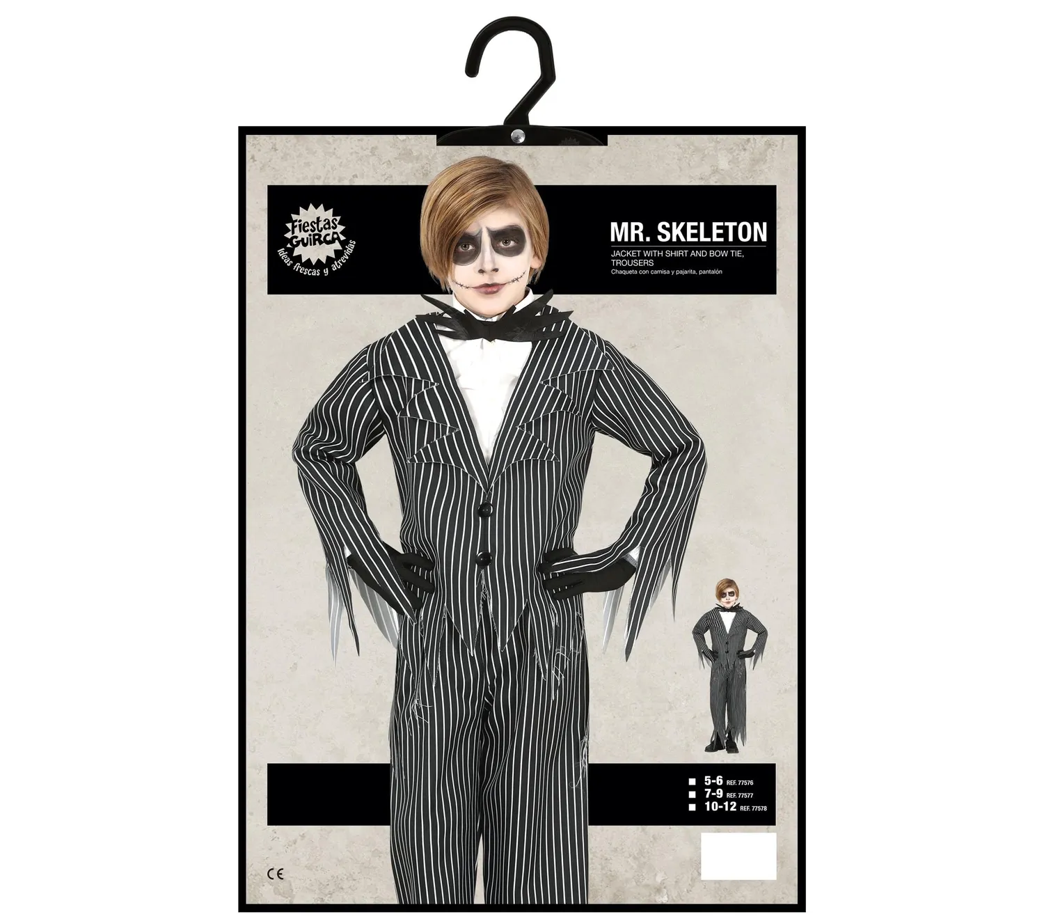 Guirca Costume Signore Scheletro Bambini Bianco Nero 10-12