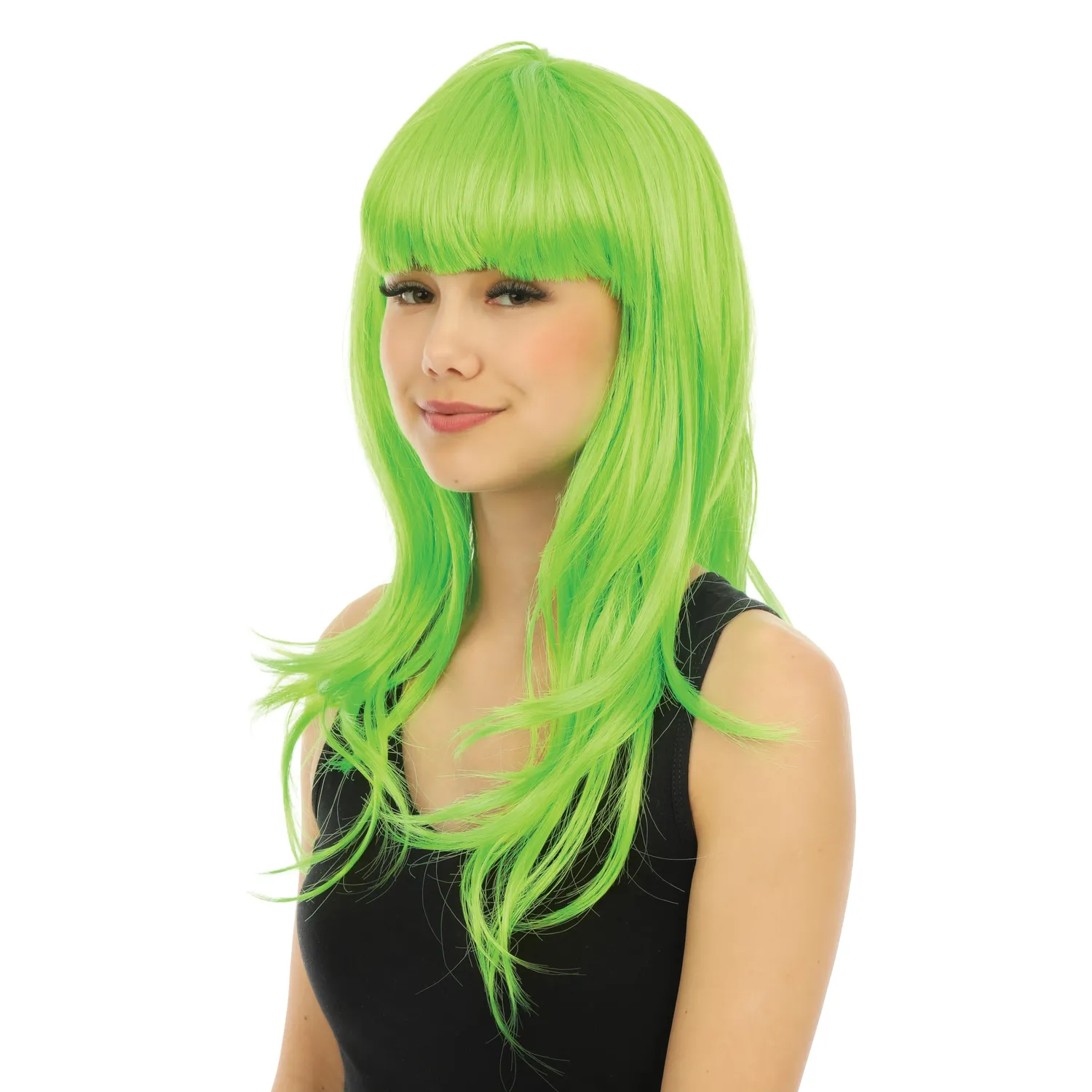 P'tit Clown Parrucca Lunga Verde con Frangia Donna
