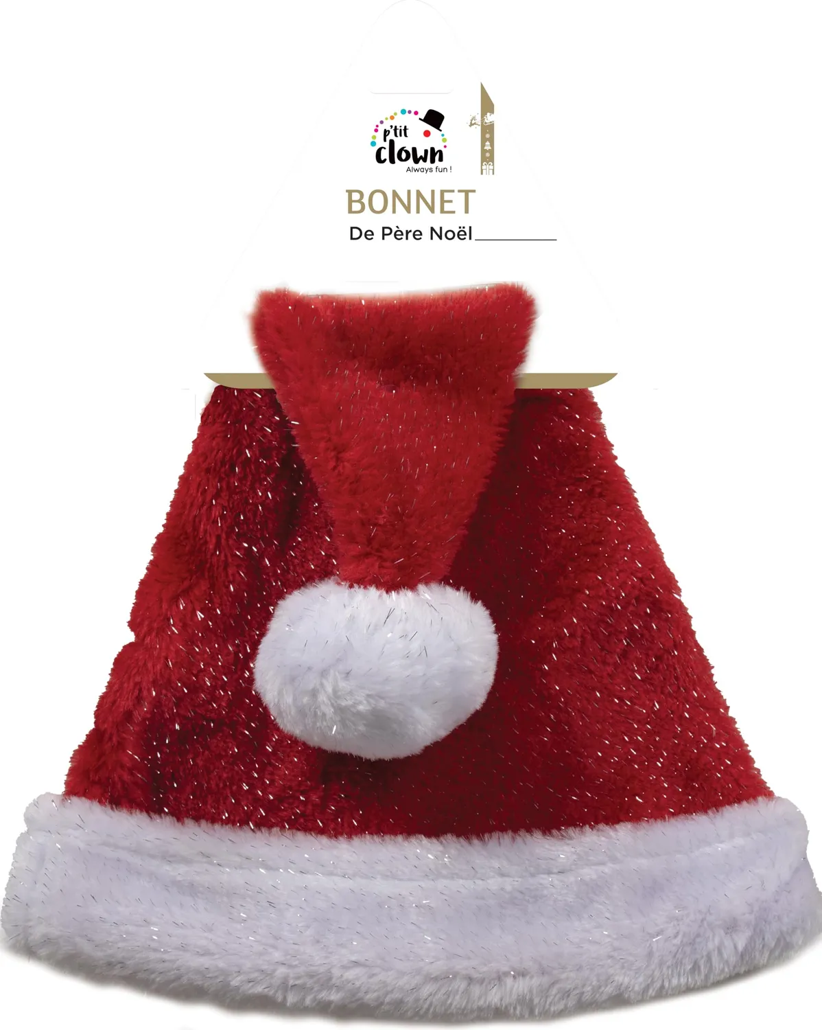 P'tit Clown Cappello Babbo Natale Adulto Rosso Argento