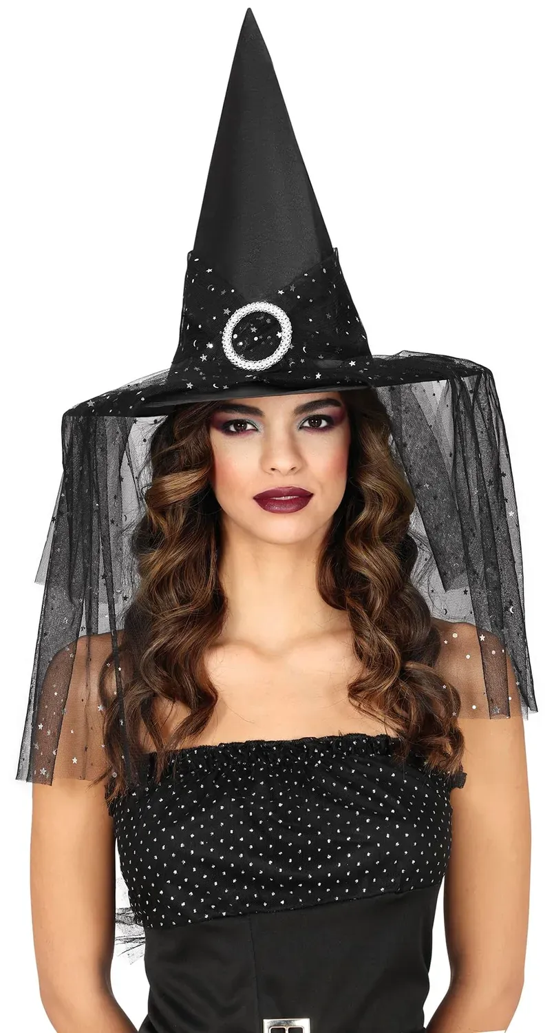 Guirca Strega cappello nero donna costume Halloween