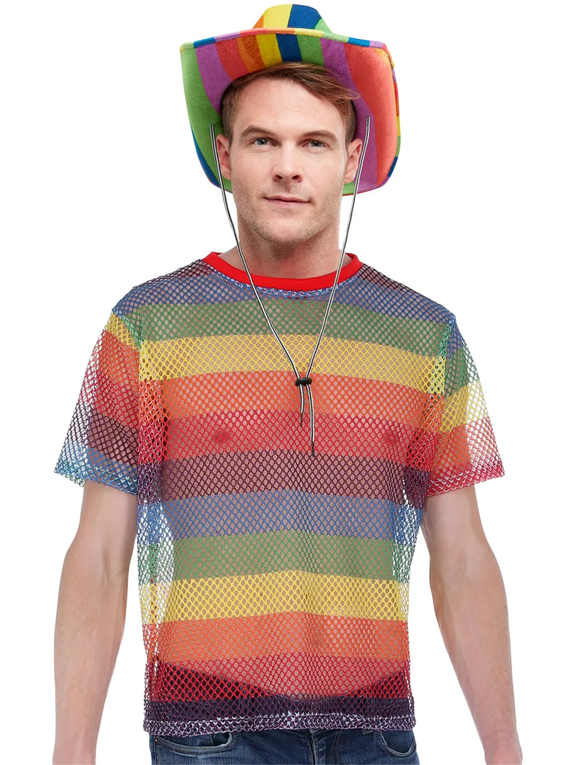 Smiffys Rainbow top mesh arcobaleno unisex Pride