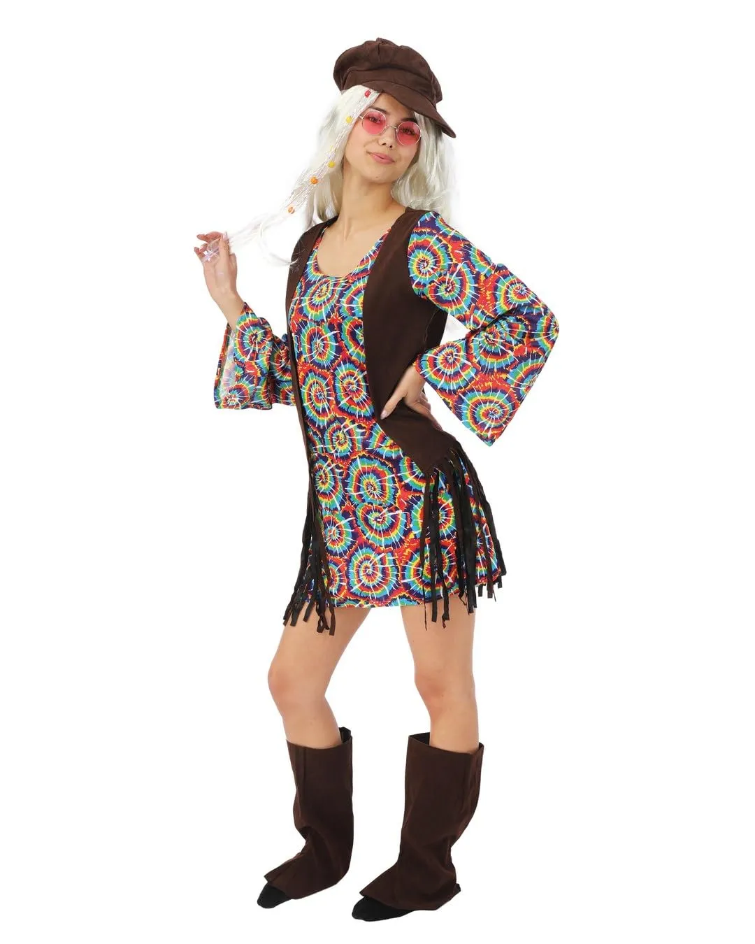 P'tit Clown Costume Hippie Uomo Anni 70 L-XL Carnevale