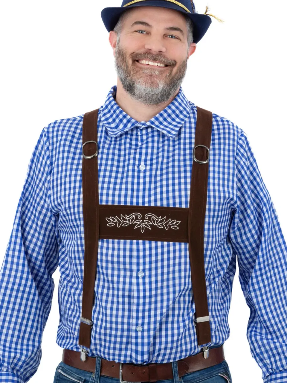 Smiffys Lederhosen Braces bretelle costume marroni uomo