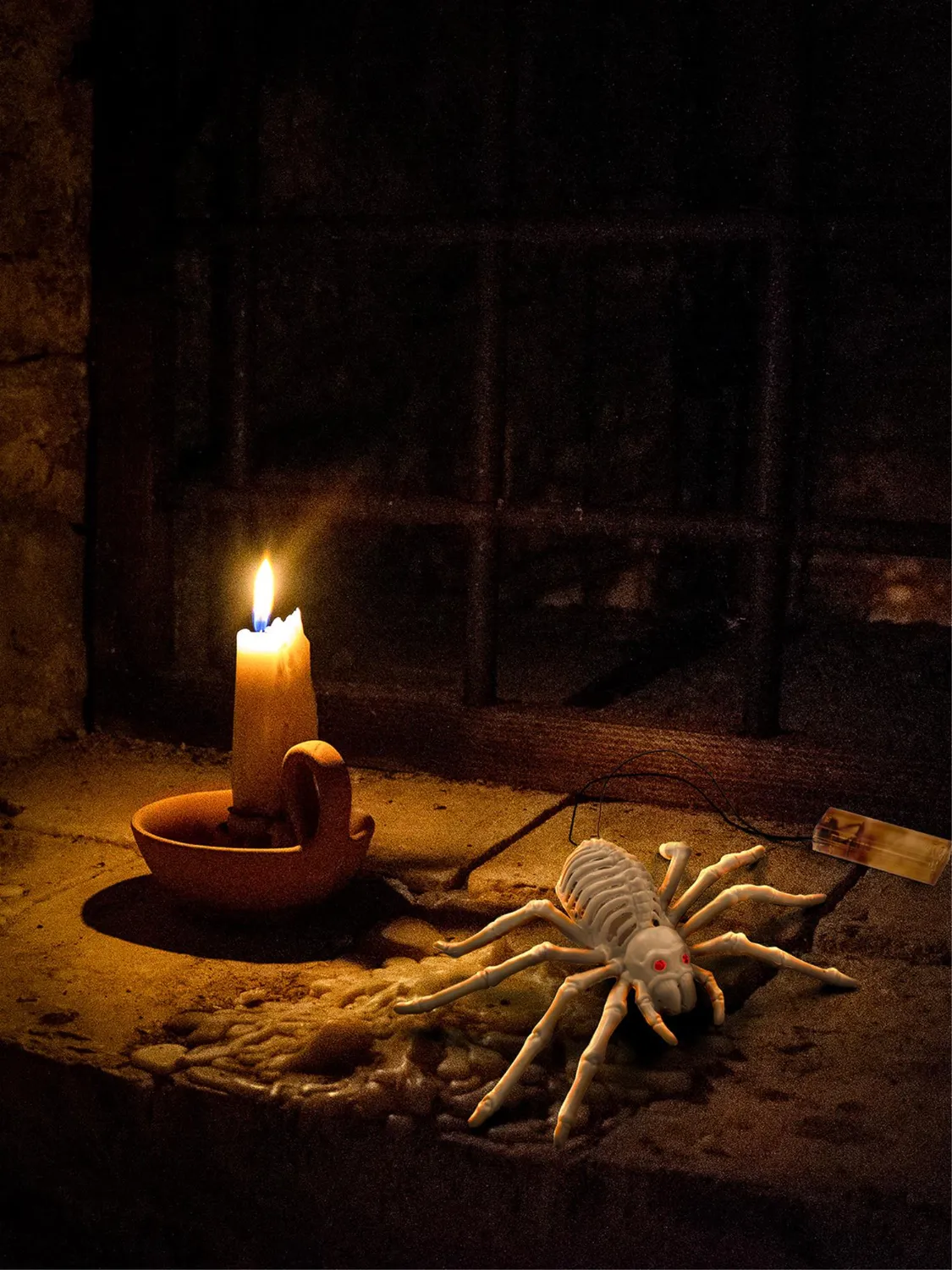 Smiffys Spider ragno luminoso bianco occhi rossi 23 cm