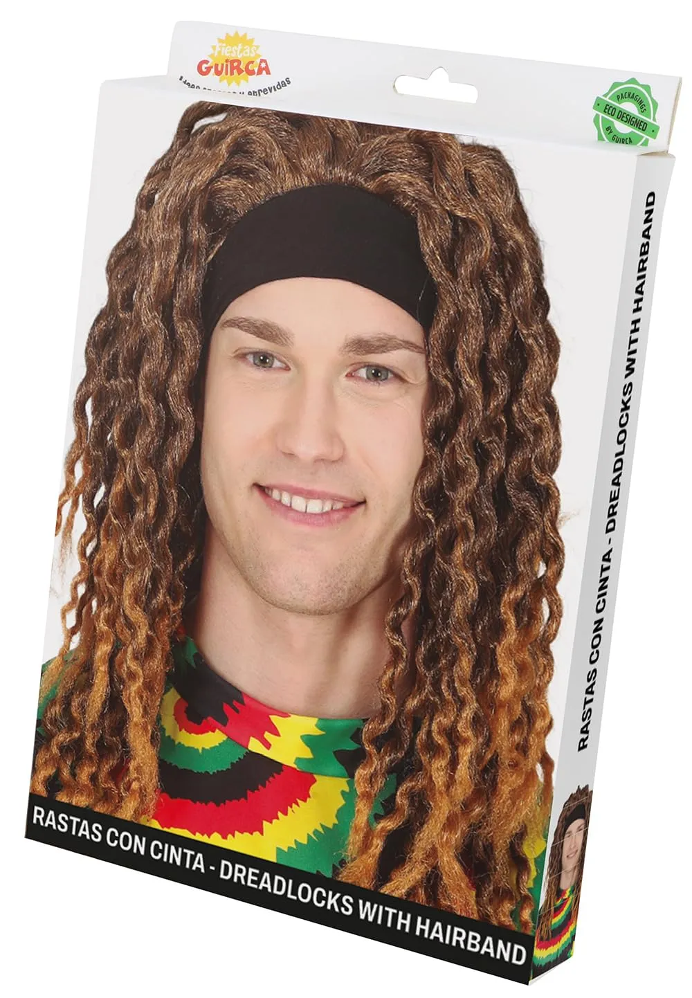 Guirca Dreadlocks parrucca multicolore con nastro