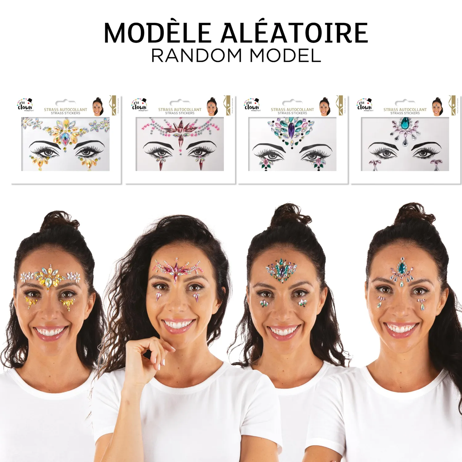 P'tit Clown IV strass adesivi viso modello casuale