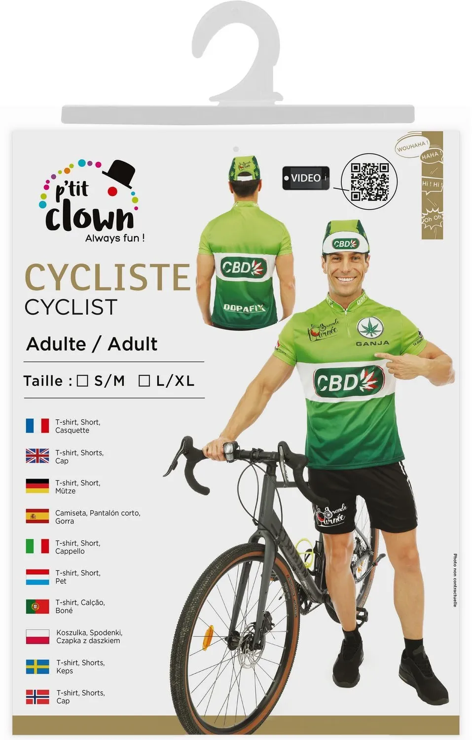 P'tit Clown Ciclismo costume adulto maglia pantaloncini
