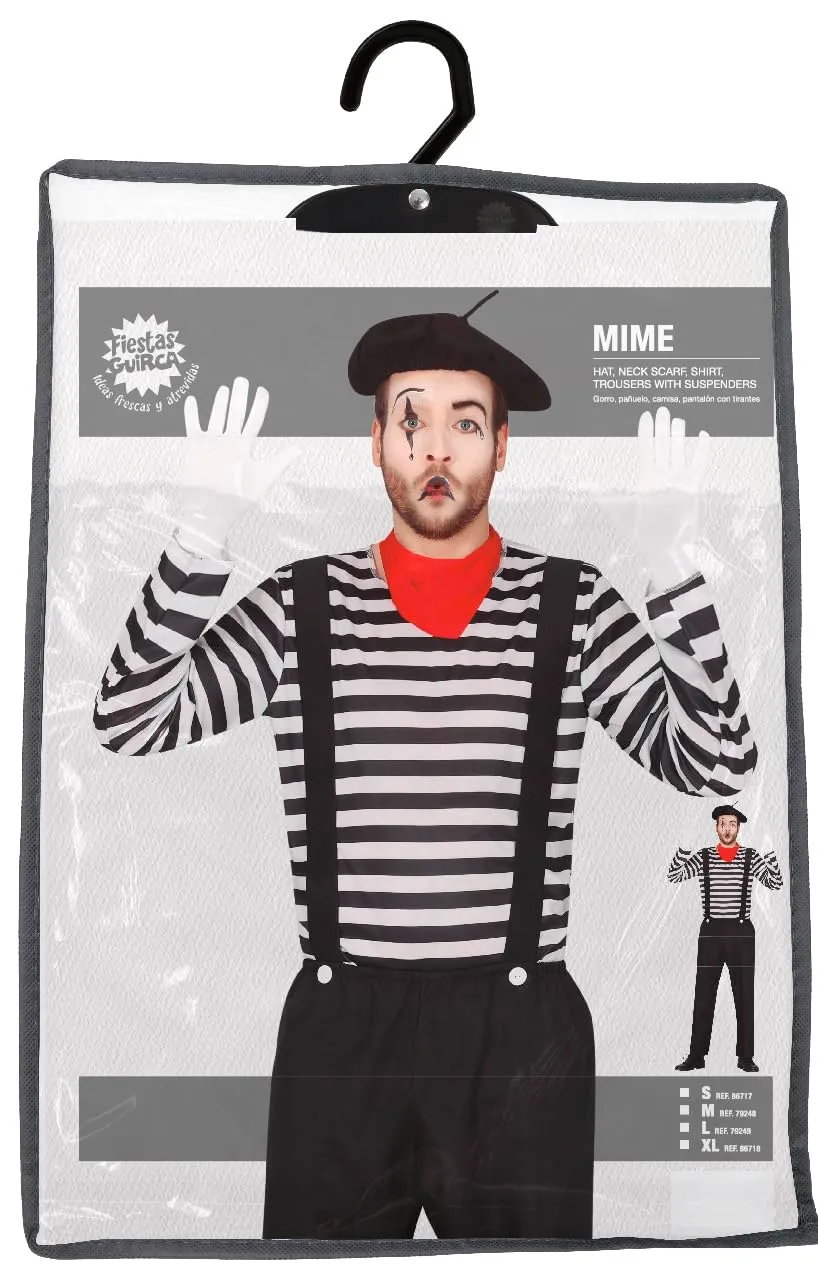 Guirca Mimo Adulto costume uomo 5 pezzi mimo