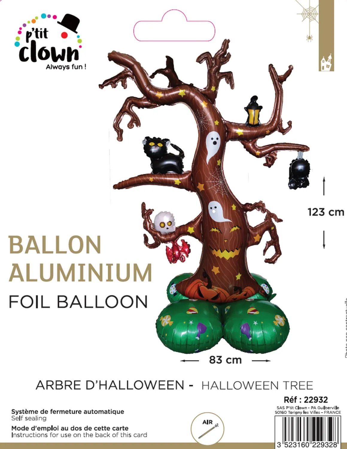 P'tit Clown Re22932 palloncino Halloween albero 123 cm