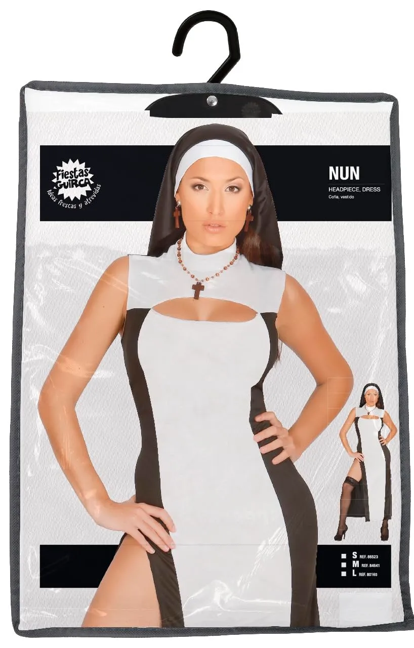 Guirca Costume Suora donna 42-44 abito con cuffia