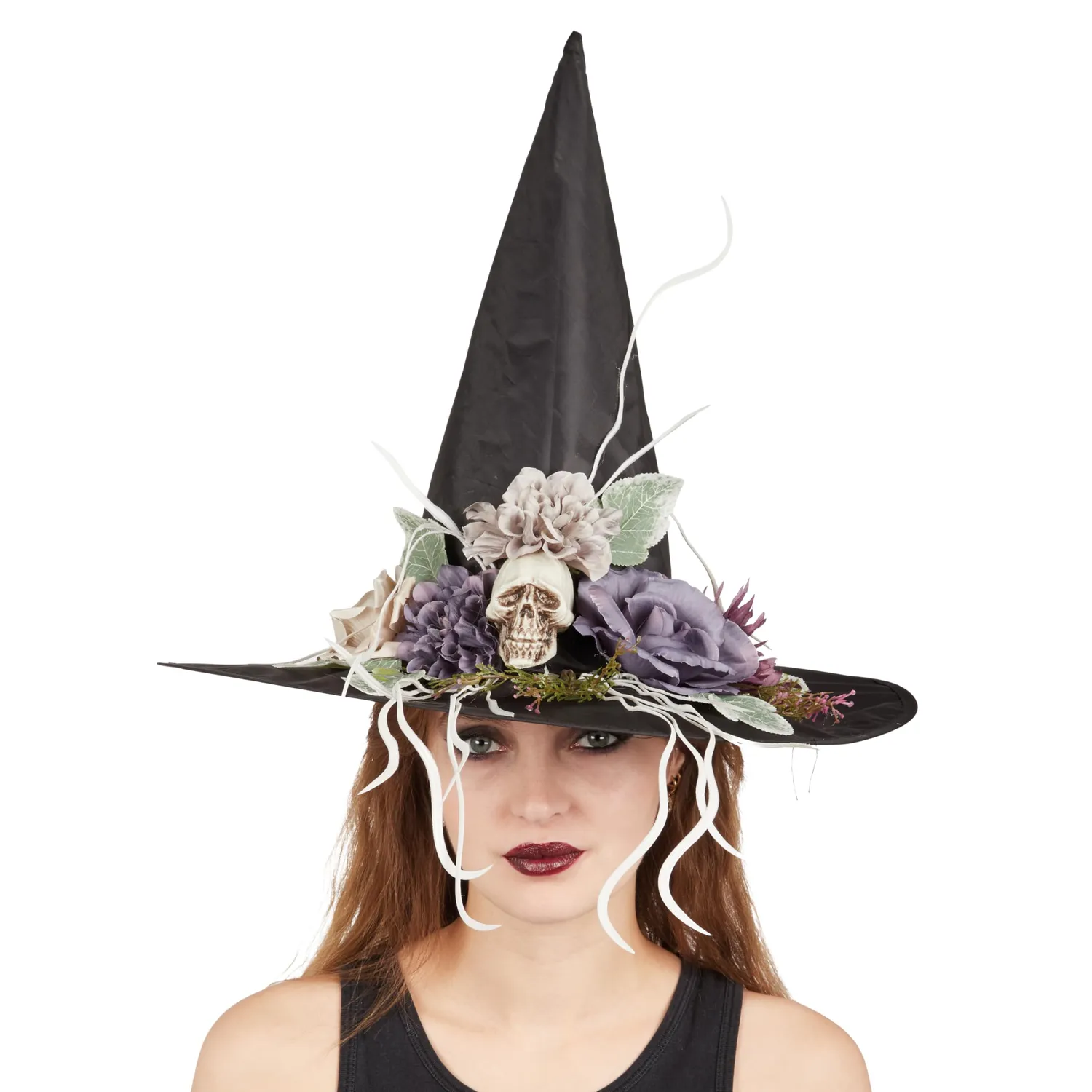 P'tit Clown cappello strega Halloween adulto floreale nero
